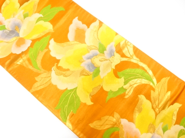 唐花模様織出し袋帯